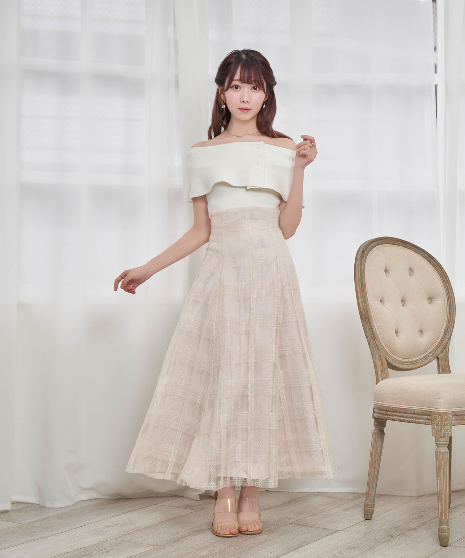 off shoulder knit docking one piece – BUNNY APARTMENT