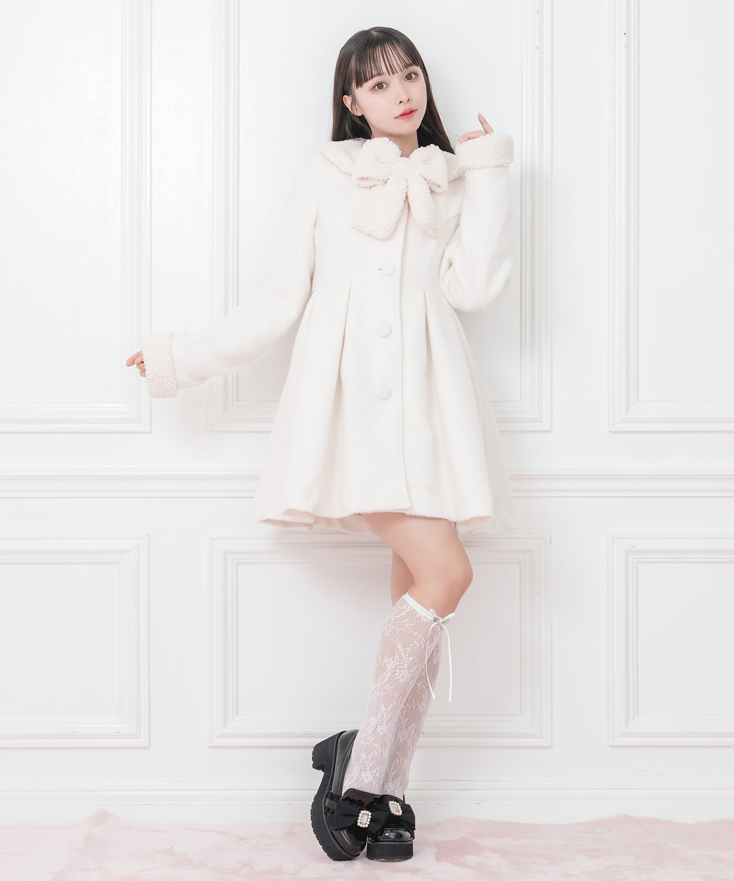 エコファーリボンフレアコート – BUNNY APARTMENT