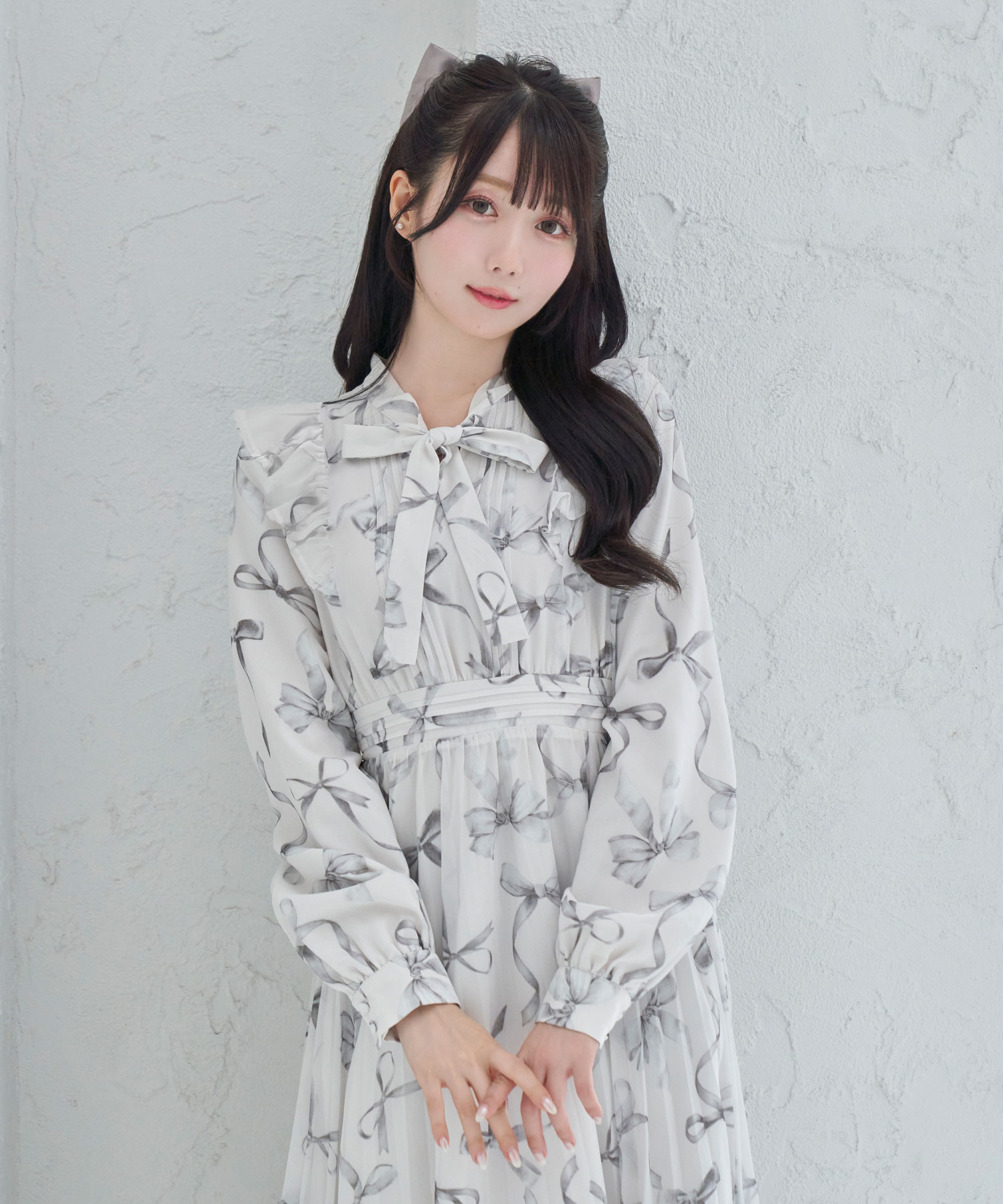 ribbon pattern pleated dress – BUNNY APARTMENT