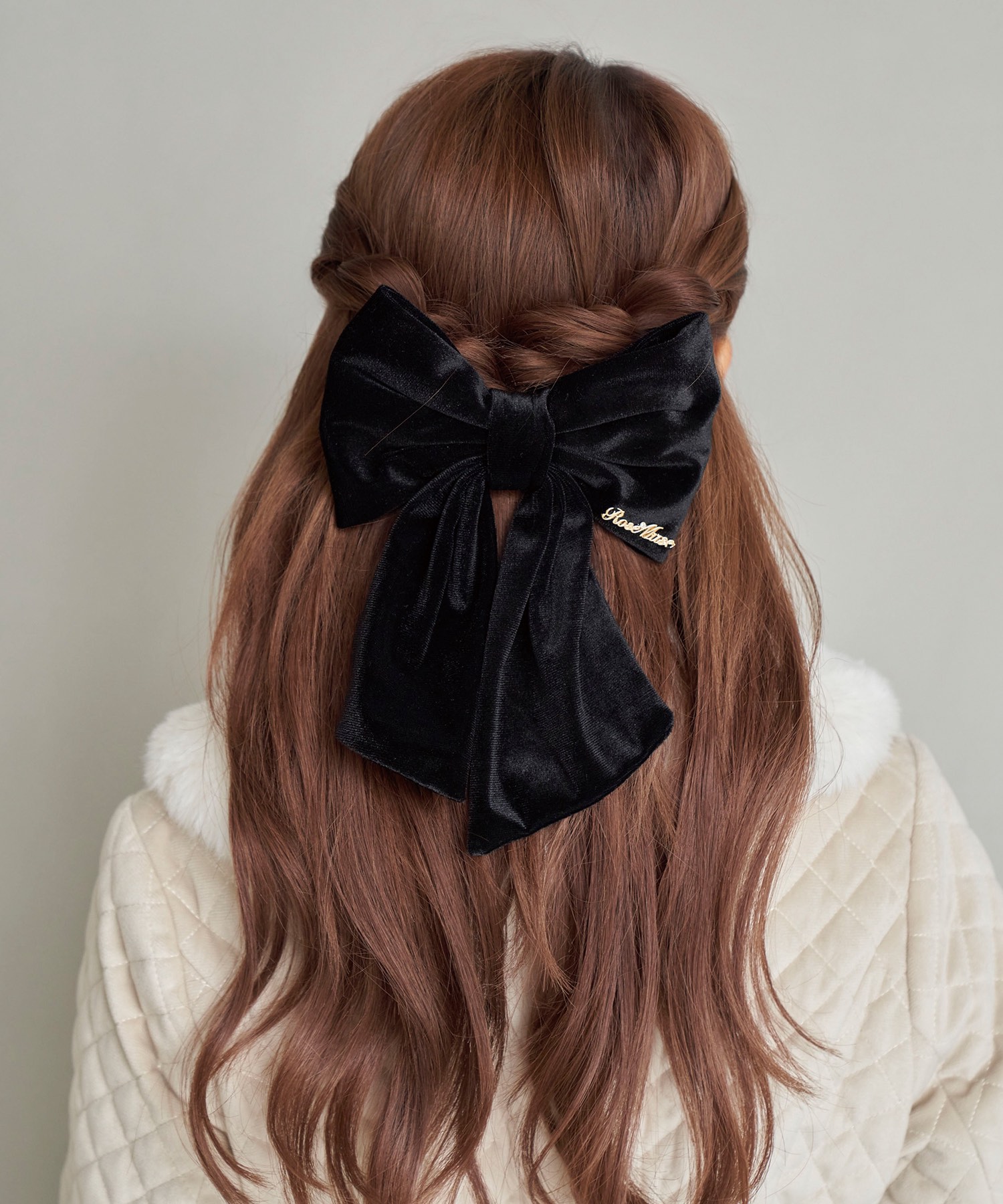 Rose big ribbon barrette【black】 – BUNNY APARTMENT