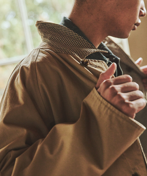 UNITED TOKYO リバーシブル ステンカラーコート チェック 無地 UNITED