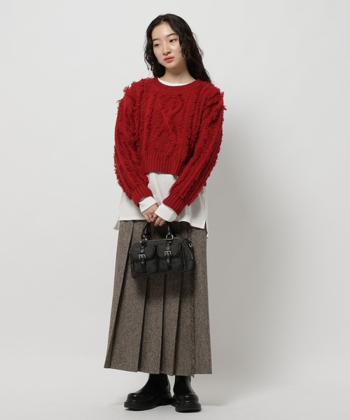 セール】ケーブルフリンジニットプルオーバー（ニット/セーター