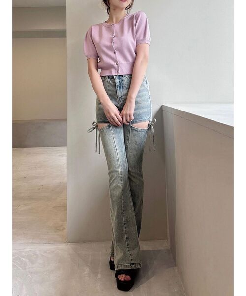 追加生産分】カットアウトリボンデニムパンツ（デニムパンツ