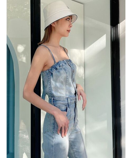 GYDA（ジェイダ）の「BACKリボンデニムロンパース（サロペット