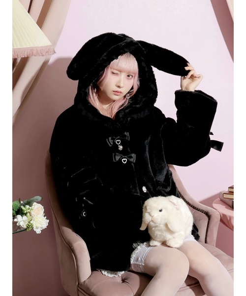 うさ耳ポケットハート袖スピンドルファーブルゾン（ブルゾン）｜NOEMIE