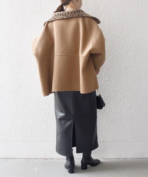 WEB限定】SHIPS any: リバー スタンドカラー ポンチョ ショート コート