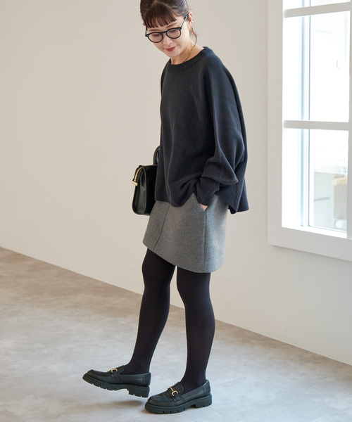 追加2》バルキーヤーンドルマンロングリブニット（ニット/セーター