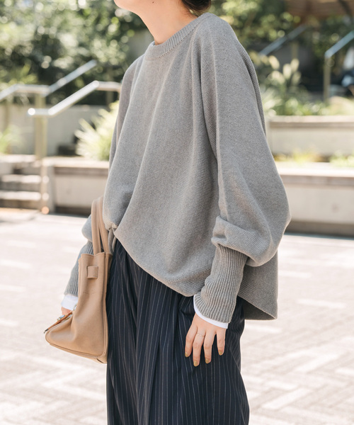 追加2》バルキーヤーンドルマンロングリブニット（ニット/セーター