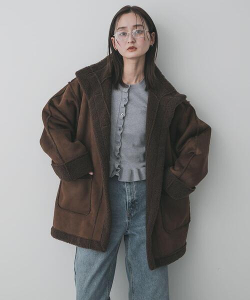 セール】フェイクムートンスタンドジャケット（ムートンコート