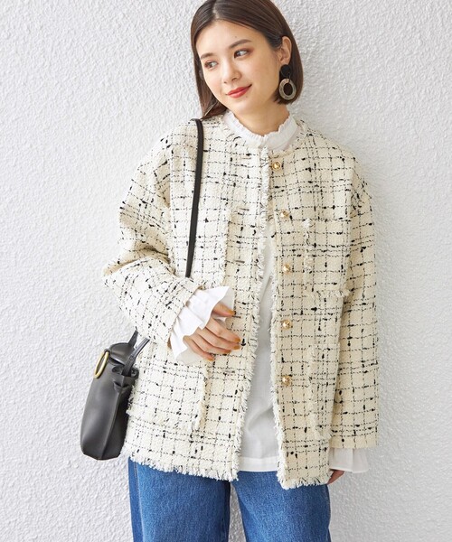 SHIPS（シップス）の「GIOLICA ツイード ジャケット ◇（ノーカラー