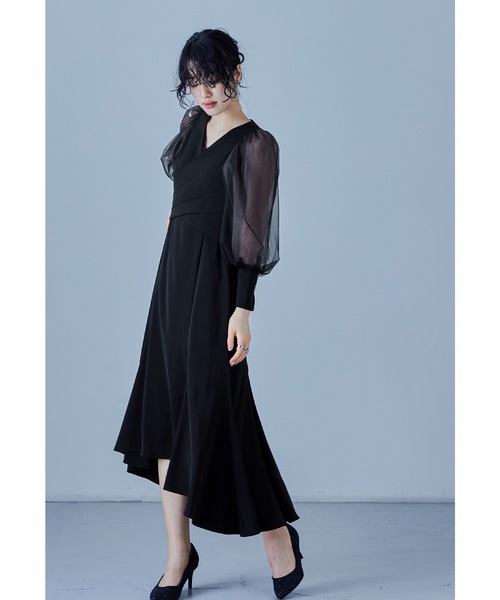 クロスデザインブラウスセットドレス 結婚式 パーティードレス