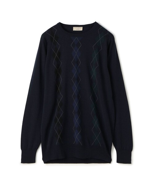 別注】JOHN SMEDLEY ウール アーガイルクルーネック プルオーバー