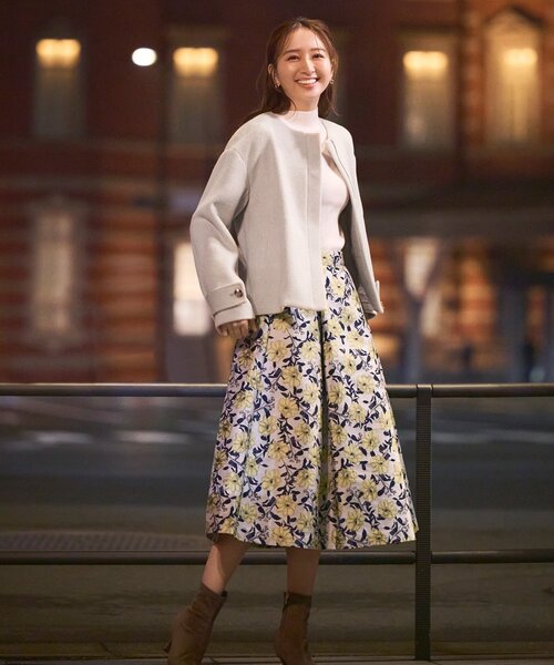 index（インデックス）の「◇カシミヤ混ノーカラーショートコート【WEB