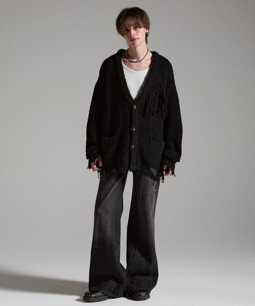 GRANCY】Damage Boucle Knit Cardigan / ダメージデザインブークレ