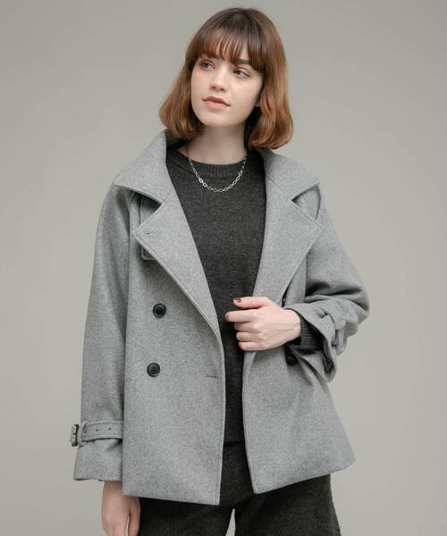 セール】メルトンジャージースタンドカラーコート（その他アウター