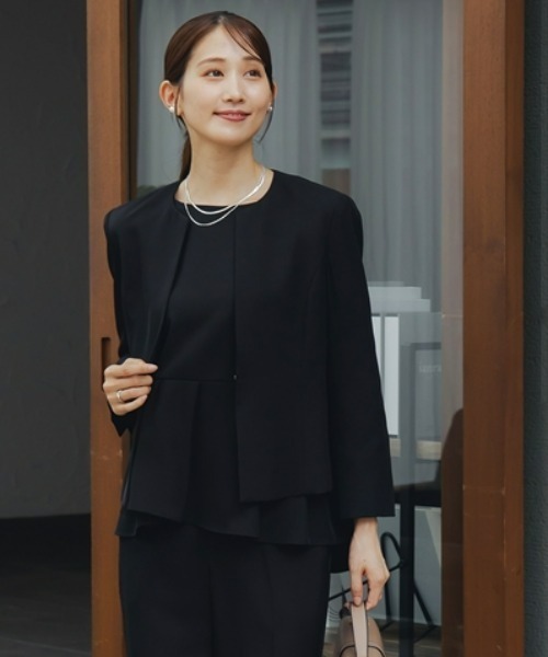 小さいサイズ 【レディーススーツ】フォーマル3点セットスーツ（ノー