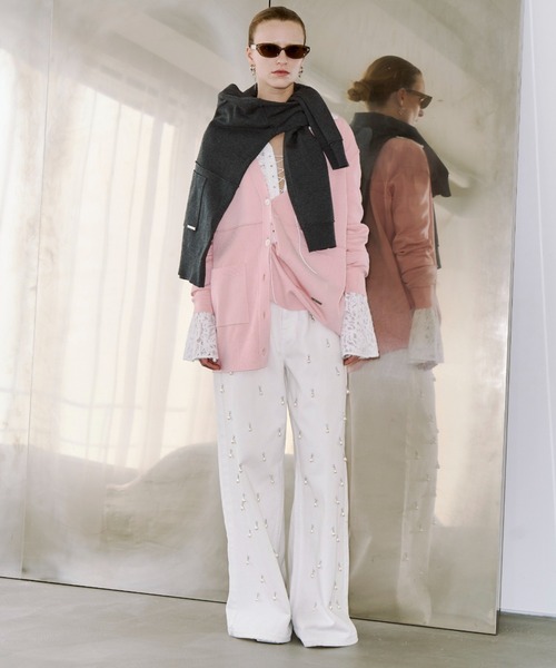 WIDE DENIM PANTS with PEARL/ワイドデニムパンツウィズパール（デニム