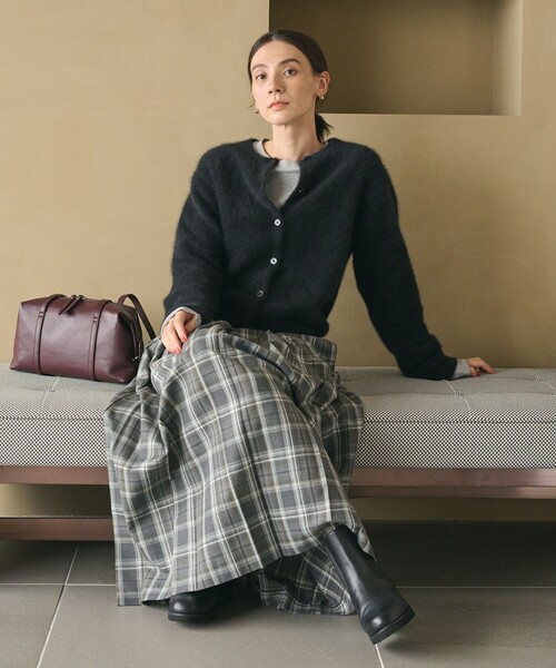 セール】フォックスカシミヤブレンド クルーネックカーディガン