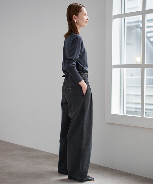 セール】《4サイズ展開》LEDENIM BLUR TUCK TROUSERデニム（デニム