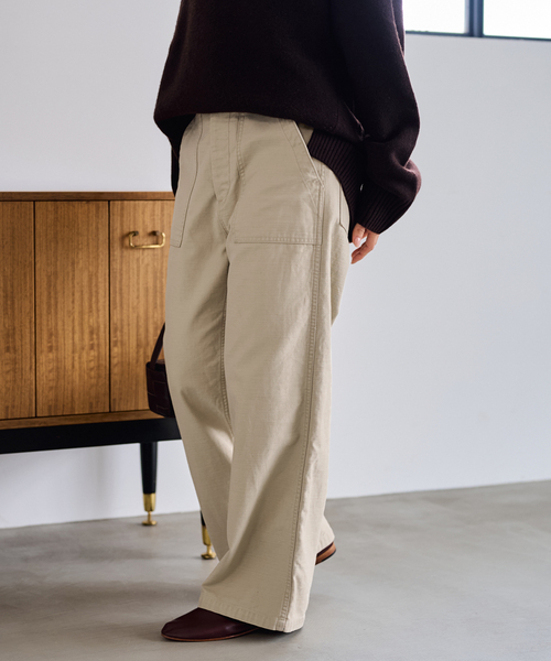 ≪一部カラーWEB限定≫ミリタリースラブバックサテンベイカーパンツ