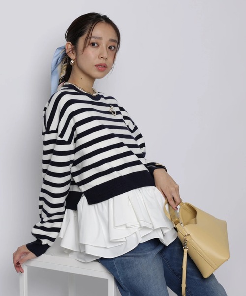 JUSGLITTY（ジャスグリッティー）の「フリルキャミレイヤードニット