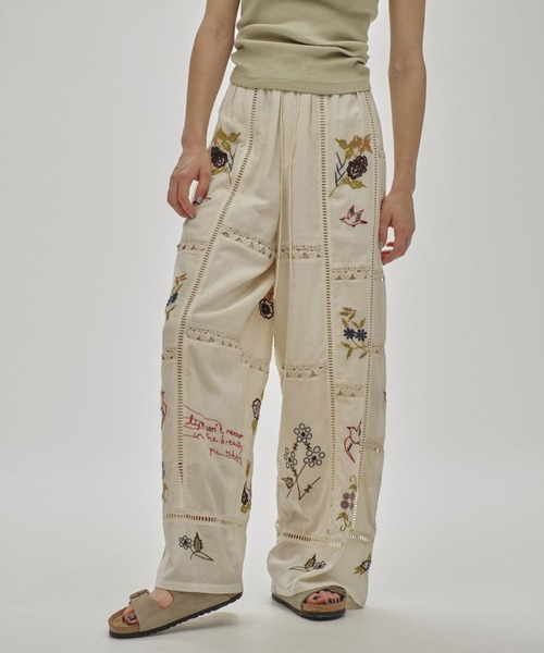 TODAYFUL/トゥデイフル】Embroidery Patchwork Trousers/エンブロイ