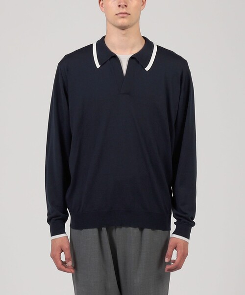 セール】【別注】JOHN SMEDLEY ウール スキッパーネック ニット