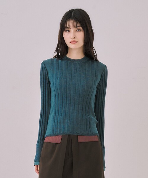 残りわずか！】リップルレイヤーニット｜ウォッシャブル/オフィス