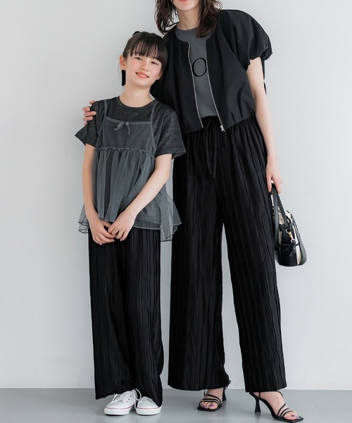 キッズ 親子お揃いウェーブプリーツパンツ（その他パンツ）｜coca