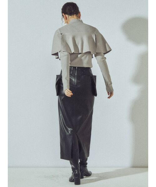 UN3D.（アンスリード）の「フェイクレザーレイヤードロングスカート