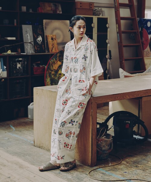 Freada（フリーダ）の「Freada/フリーダ パッチワーク花刺繍パンツ