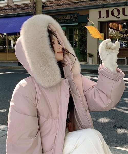 セール】ファー付きフード ロングダウンジャケット（ダウンジャケット