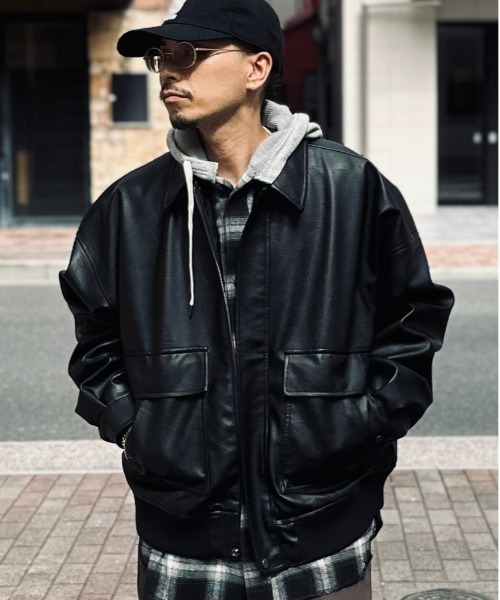 セール】【BACK NUMBER】合成皮革 MA-1 フライトジャケット (フェイク