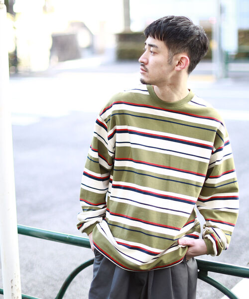 BEAMS（ビームス）の「BEAMS / マルチボーダー クルー ロング Tシャツ