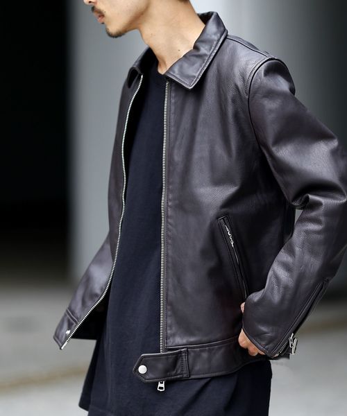 SHIPS（シップス）の「SU: 【OILED COLLAR】ラムレザーライダース