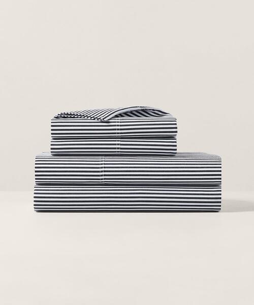 オーガニック コットン シャーティング ストライプ フラットシーツ