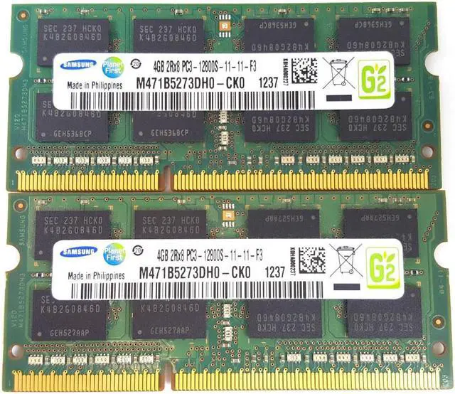 Samsung 8GB (2 X 4GB) PC3-12800S DDR3 1600MHz 204pin So-Dimm