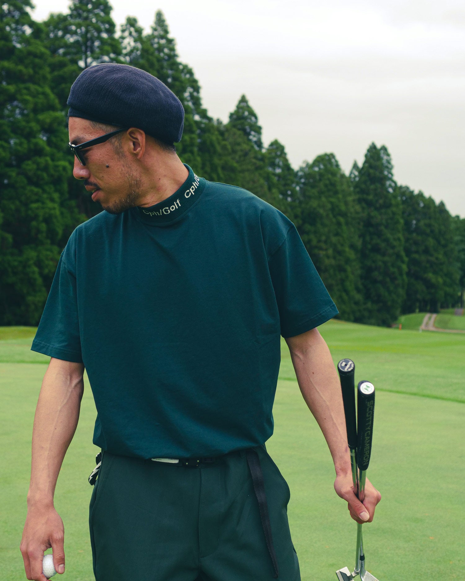 Cph/Golf™️ #JACQUARD LOGO MOCK NECK TEE - GREEN - – Cph/Golf™︎