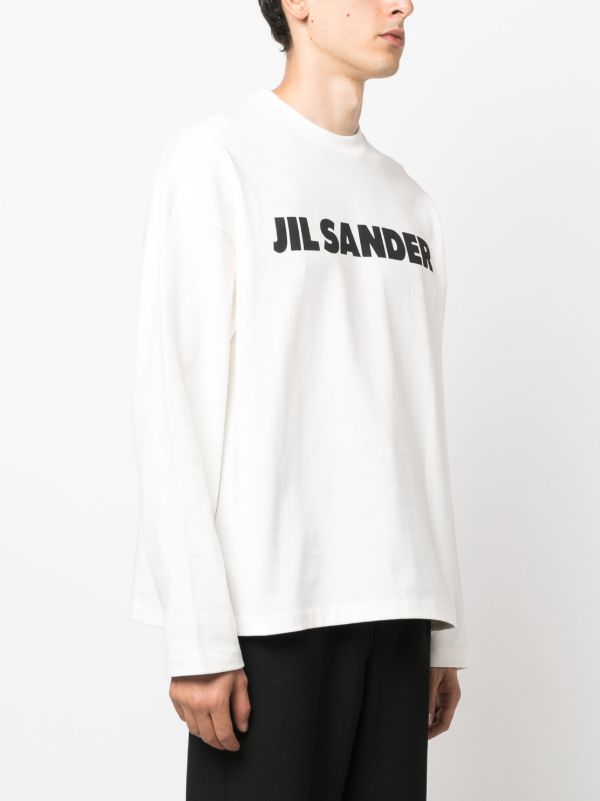 Jil Sander logo-print Cotton Sweatshirt | White | FARFETCH ID