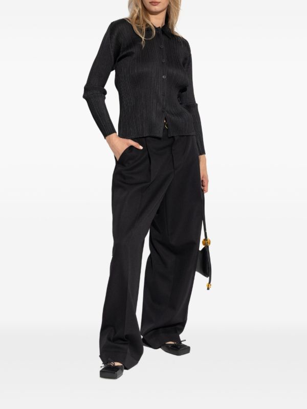 Pleats Please Issey Miyake Basics Pleated long-sleeve Shirt