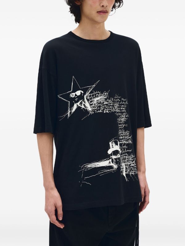 Ann Demeulemeester Sketchbook-print T-shirt | Black | FARFETCH