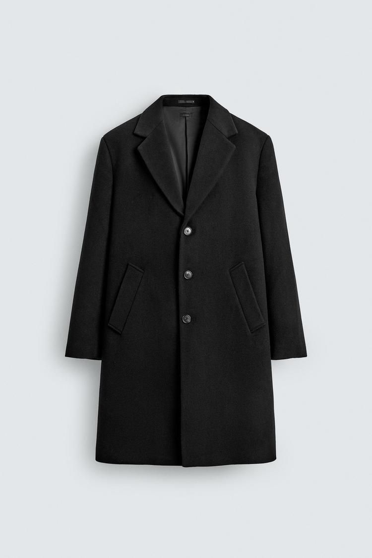 ZARA】ウールレギュラーフィットコート ブラック2949/310/800 (ZARA