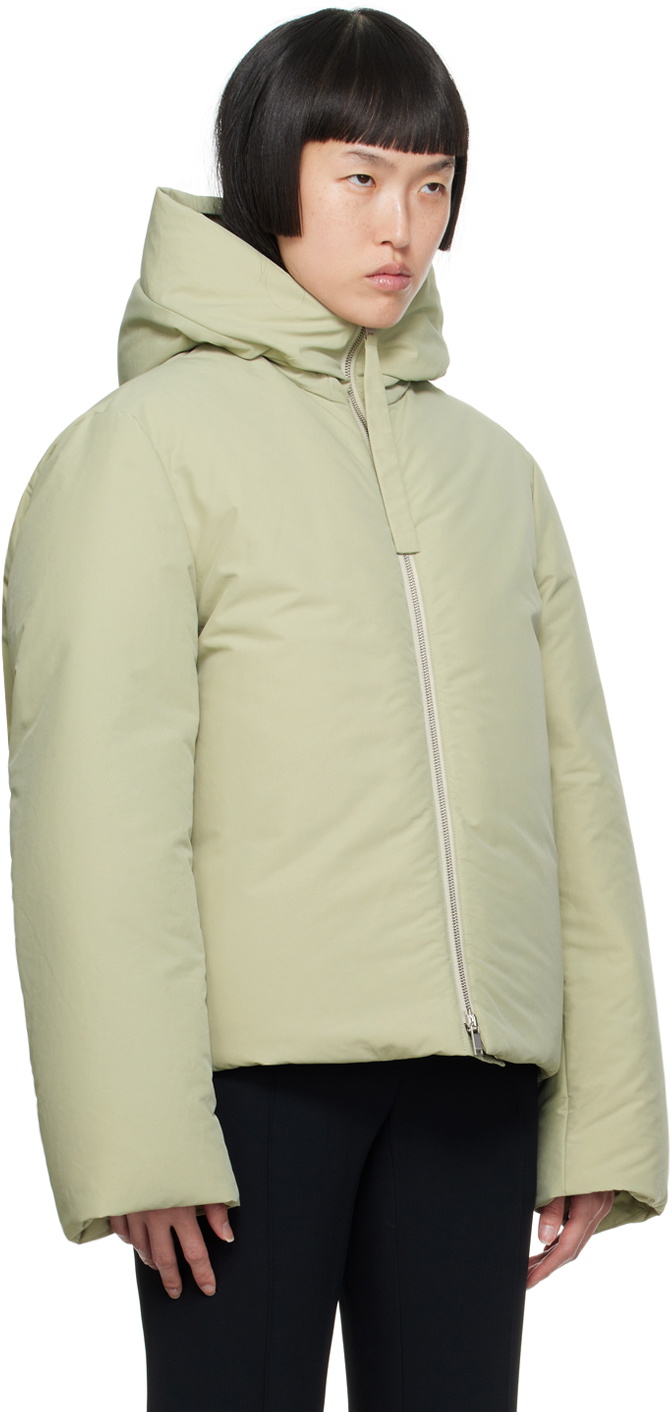 Jil Sander Green Hooded Down Jacket Jil Sander