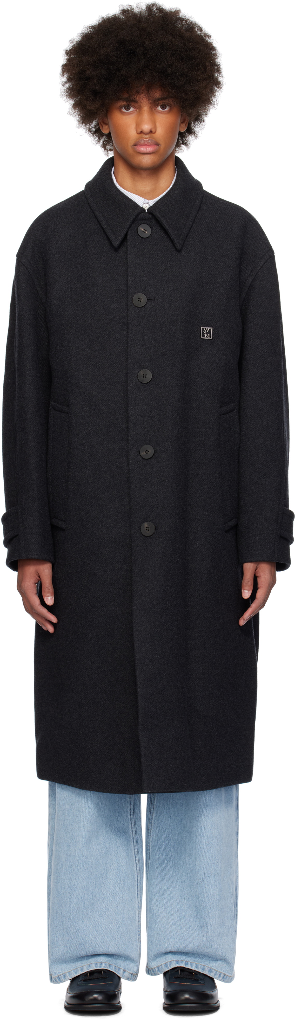 WOOYOUNGMI Gray Wool Balmacaan Coat Wooyoungmi