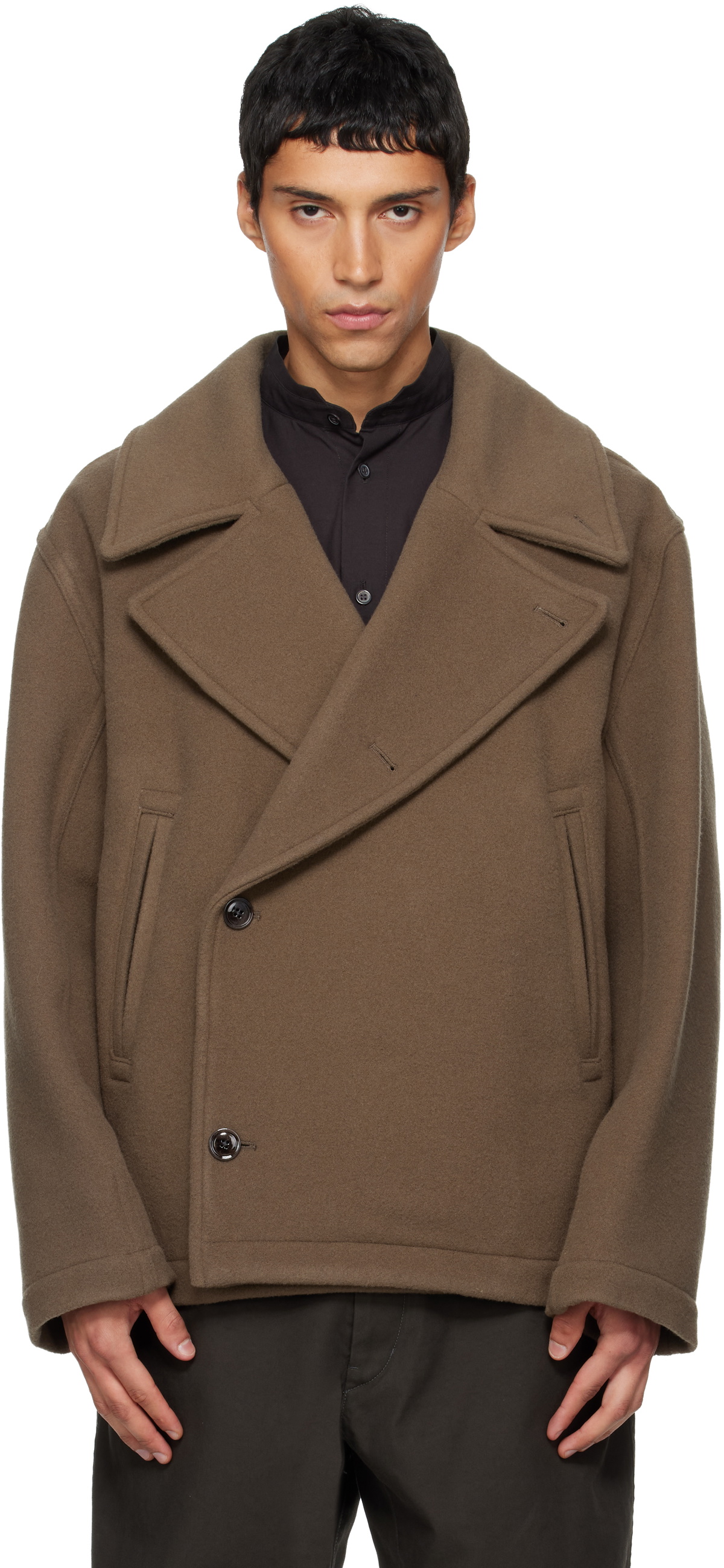 LEMAIRE Brown Dispatch Peacoat Lemaire