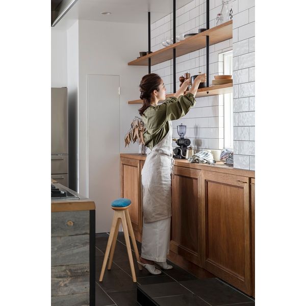 ナガノインテリア工業 コッぺハイスツール63cm ブラックチェリー材