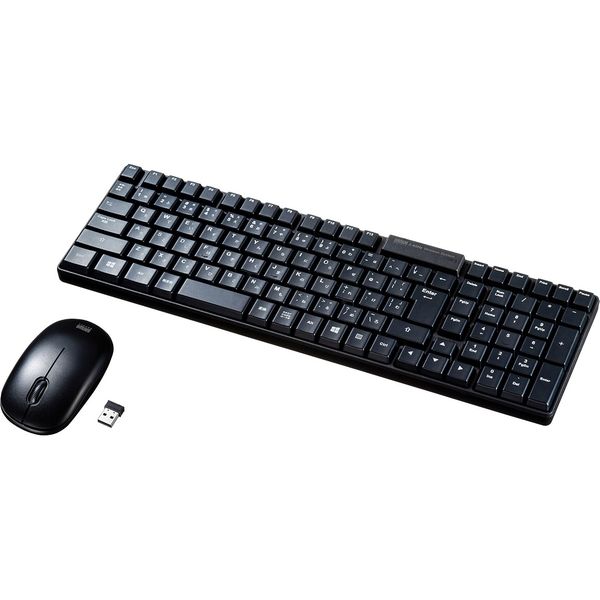 ワイヤレスキーボード 無線マウスセット メンブレン ブルーLEDマウス