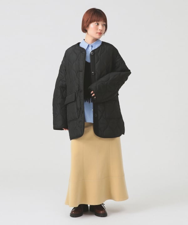 Ray BEAMS（レイ ビームス）キルティング ノーカラー ブルゾン（コート
