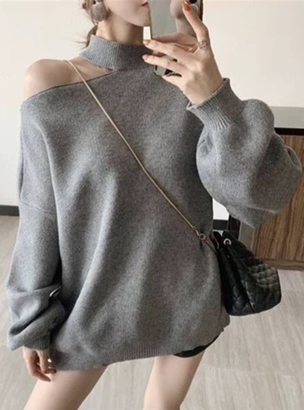 カットショルダーオーバーサイズニットトップス[ac2482] | レディース