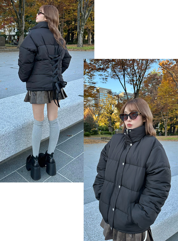 バックレースアップ中綿ダウンジャケット[al265] | レディース